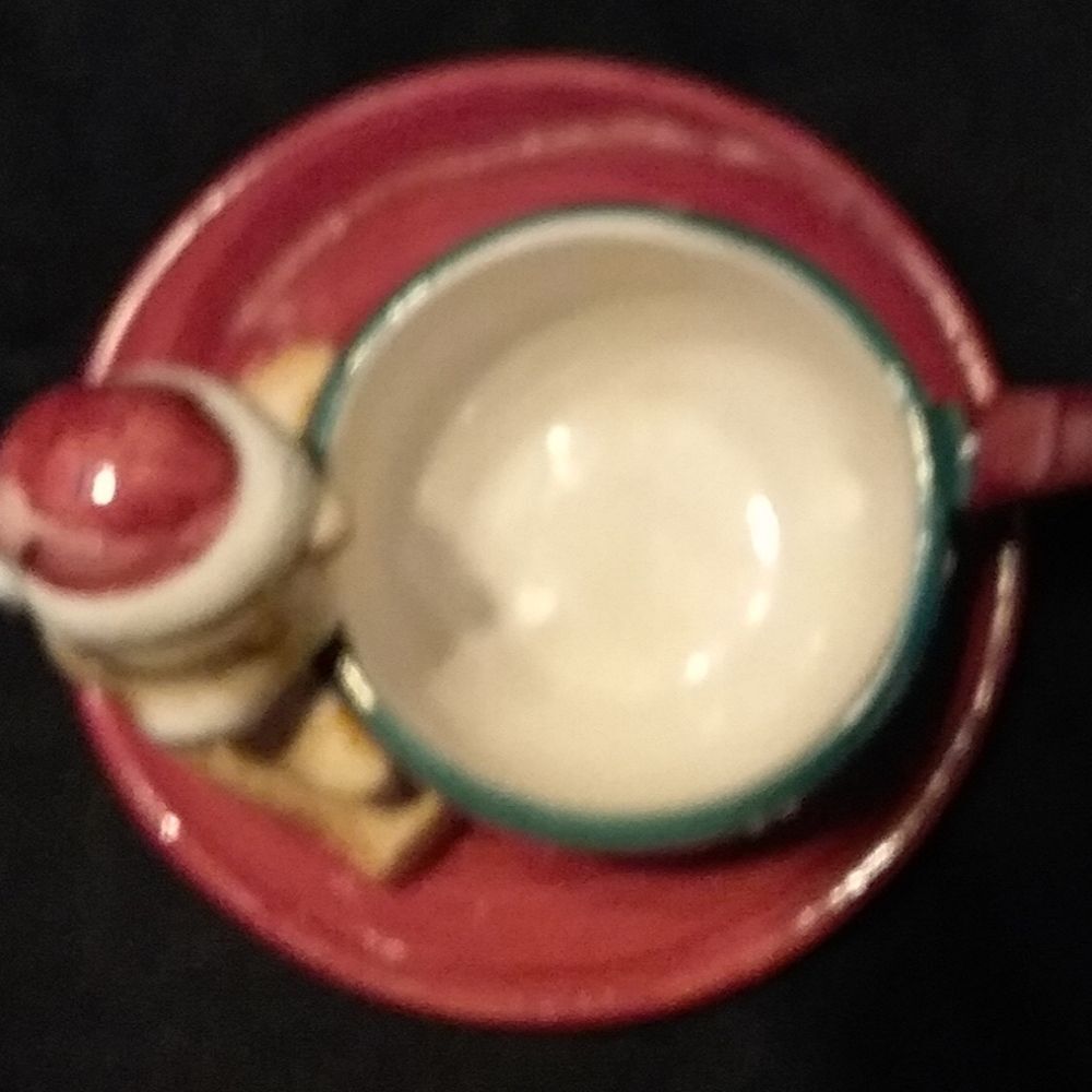 Vintage Santa Bear Cup Saucer Figurine 1 Piece Christmas Sherwood Brands RI 1 - Picture 5 of 6